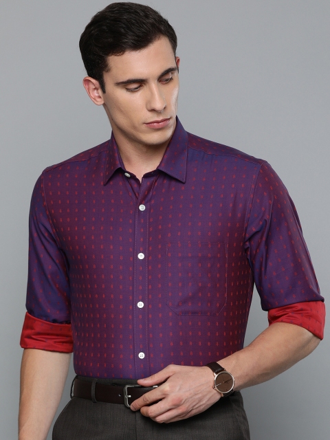 

Louis Philippe Men Purple & Red Slim Fit Self Design Formal Shirt