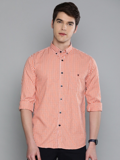 

Louis Philippe Sport Men Orange & White Super Slim Fit Checked Casual Shirt