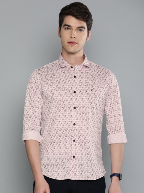

Louis Philippe Sport Men Pink & Maroon Super Slim Fit Printed Casual Shirt