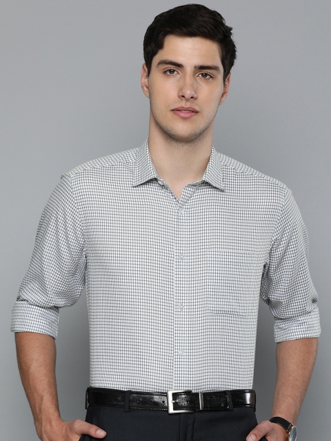 

Louis Philippe Men White & Grey Slim Fit Checked Formal Shirt