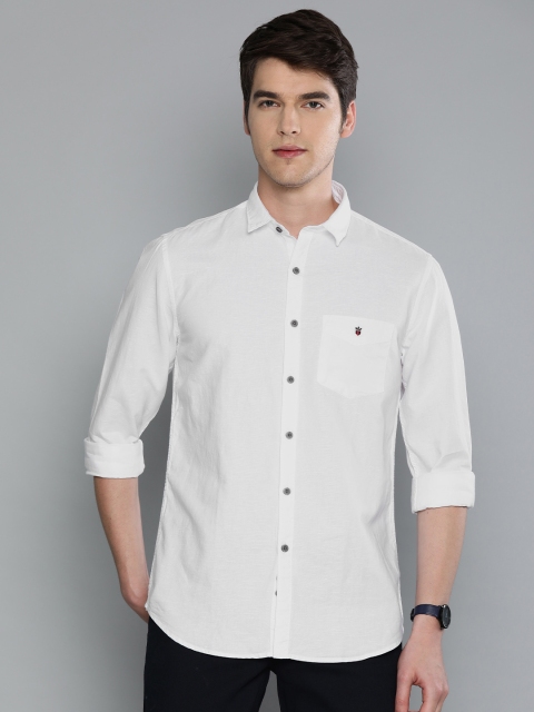 

Louis Philippe Sport Men White Super Super Slim Fit Solid Cotton Linen Casual Shirt