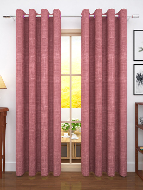 

Story@home Pink Set of 2 Jacquard Textured Door Curtains