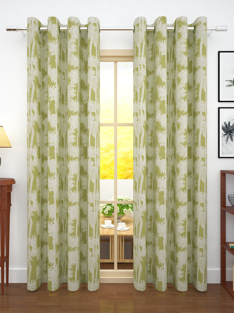 

Story@home Green Set of 2 Floral 300GSM Jacquard Door Curtains