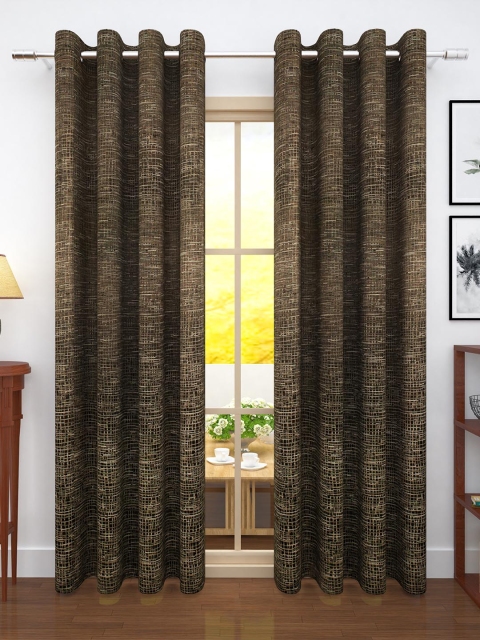 

Story@home Brown Set of 2 Jacquard Textured Door Curtains