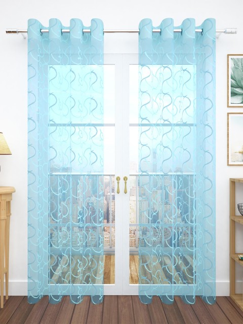 

Story@home Turquoise Blue Set of 2 Jacquard Textured Door Curtains