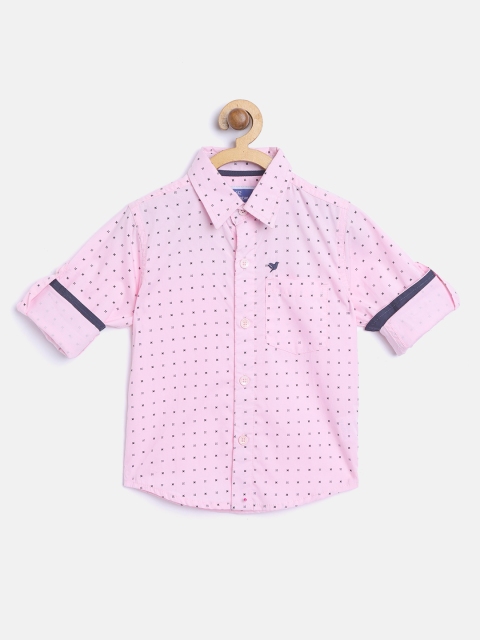 

612 league Boys Pink & Black Regular Fit Printed Casual Shirt