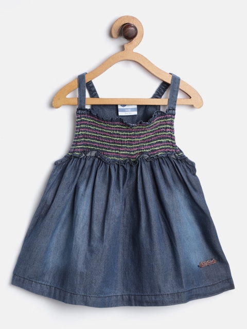 

612 league Girls Navy Blue Washed Chambray A-Line Top
