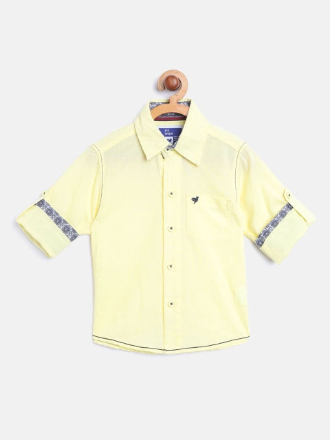 

612 league Boys Yellow Regular Fit Solid Casual Shirt
