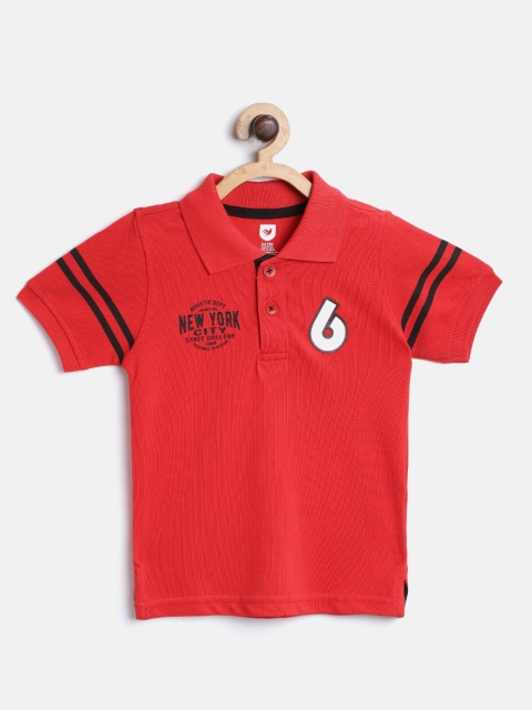 

612 league Boys Red Solid Polo Collar T-shirt