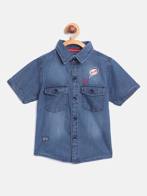 

612 league Boys Blue Regular Fit Faded Chambray Casual Shirt