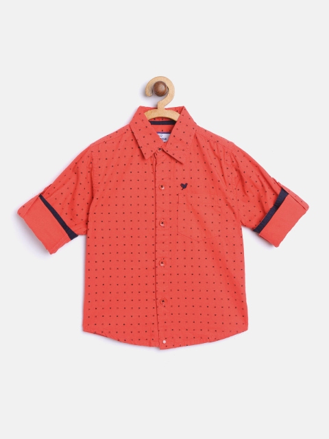 

612 league Boys Orange & Black Printed Shirt