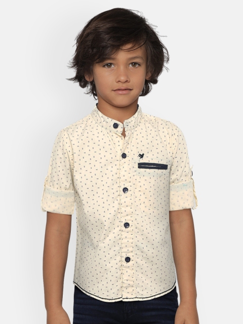 

612 league Boys Yellow Regular Fit Printed Casual Shirt