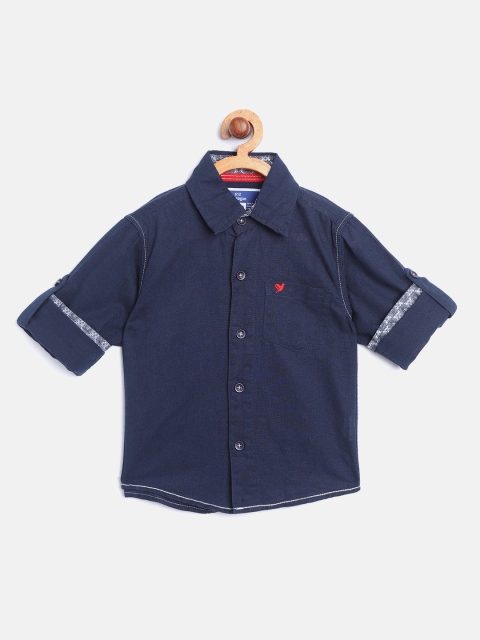 

612 league Boys Navy Blue Regular Fit Solid Casual Shirt