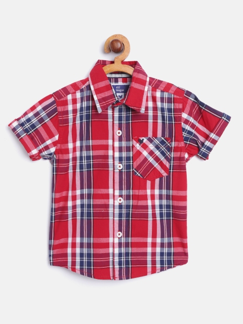 

612 league Boys Red & Blue Checked Casual Shirt