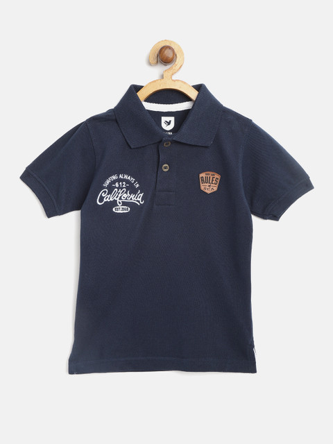 

612 league Boys Navy Blue Solid Polo Collar T-shirt