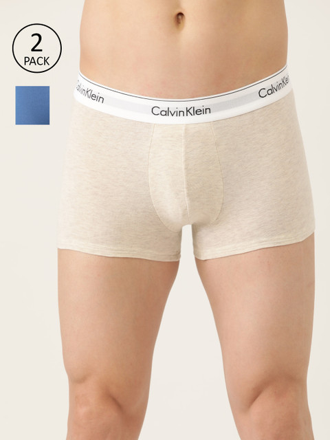

Calvin Klein Underwear Men Pack of 2 Solid Trunks NB1086OAN-Oatmeal Heather, Beige