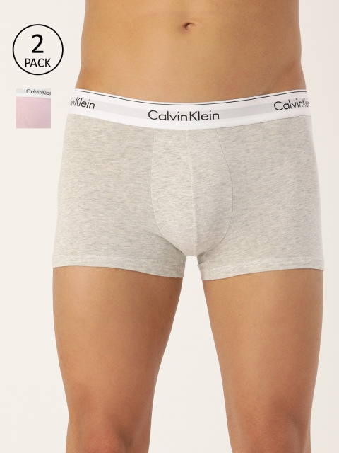 

Calvin Klein Underwear Men Pack of 2 Solid Trunks NB1086CHA, Grey