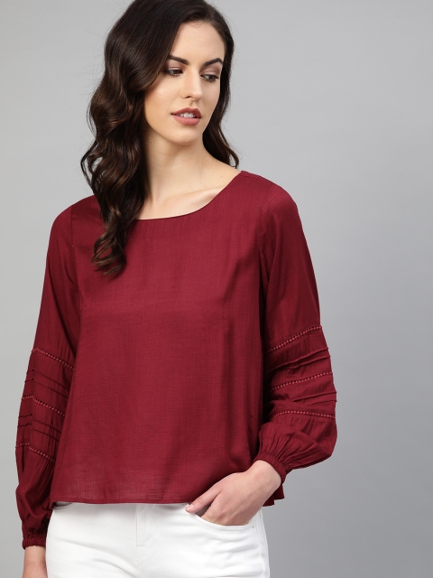 

Roadster Women Maroon Solid Top