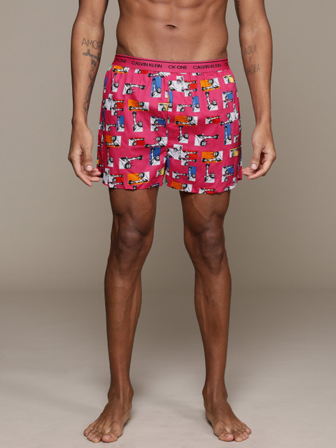 

Calvin Klein Underwear Men Pink Printed Pure Cotton Boxers NB2998LP3