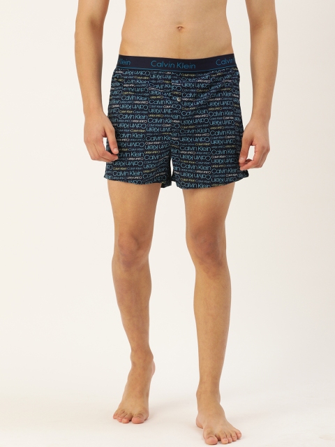 

Calvin Klein Underwear Men Navy Blue Slim Fit Brand Logo Printed Boxers NB1523VA7