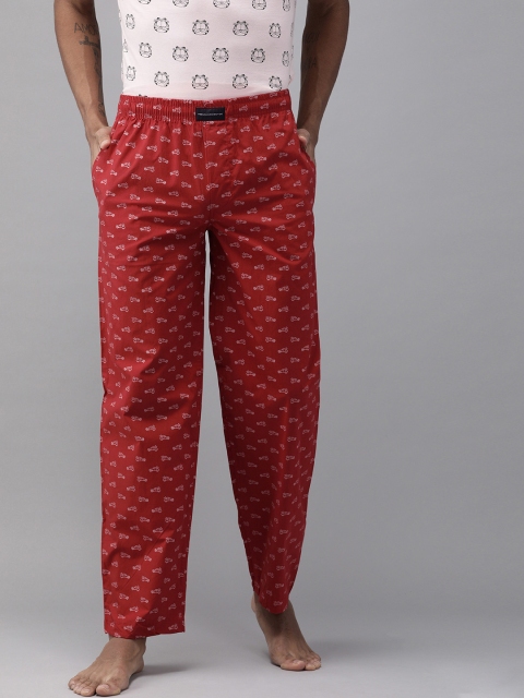 French Connection Men Red & White Printed Lounge Pants