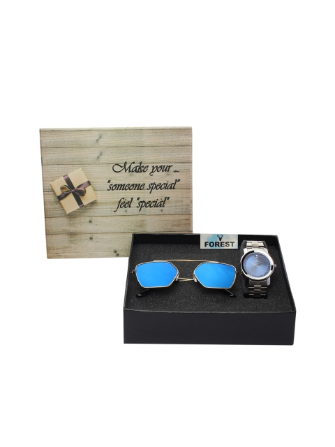 

Hobforestessentials Men Mirrored Sunglasses & Watch Gift Set, Blue