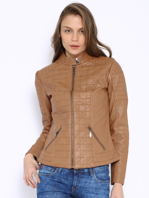 

Ed Hardy Women Brown Solid Biker Jacket