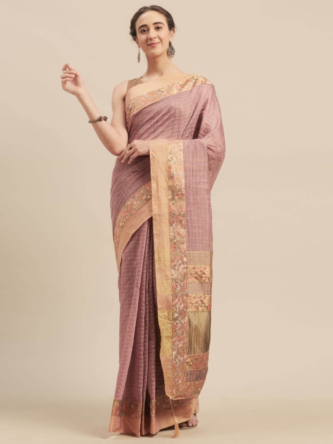 

Indian Women Pink Solid Jute Cotton Saree
