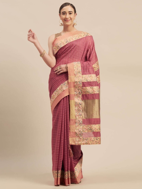 

Indian Women Pink Solid Jute Cotton Saree
