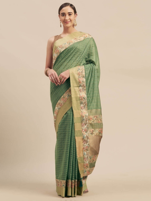 

Indian Women Green Checked Jute Cotton Saree