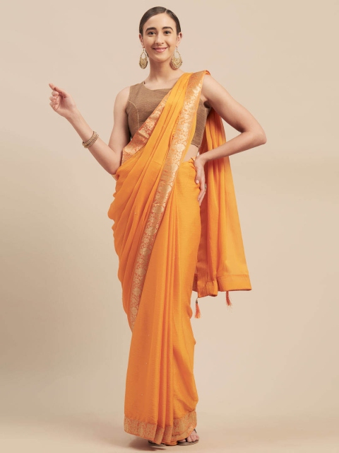 

Indian Women Yellow Embellished Poly Chiffon Saree