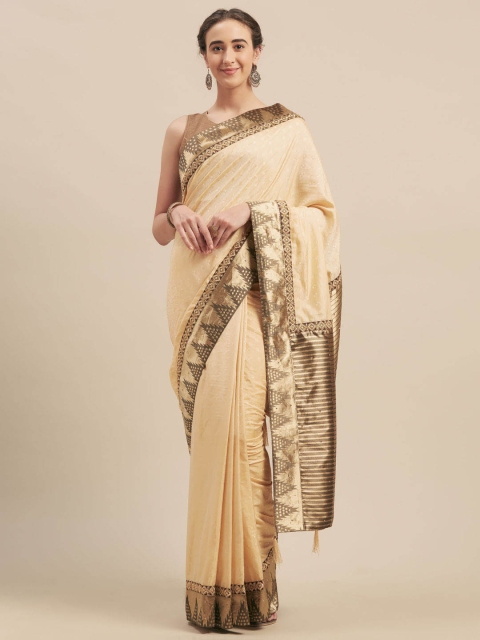 

Indian Women Gold-Toned Woven Design Poly Silk Saree