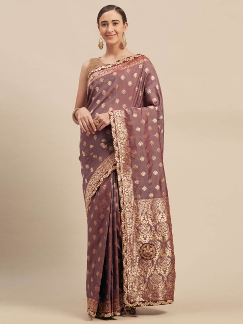 

Indian Women Mauve Woven Design Silk Blend Saree