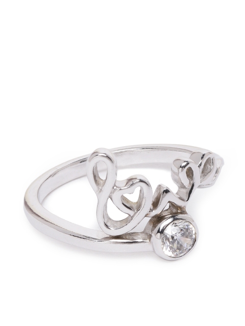 

Carlton London Women Silver-Toned Rhodium-Plated CZ-Studded Adjustable Finger Ring