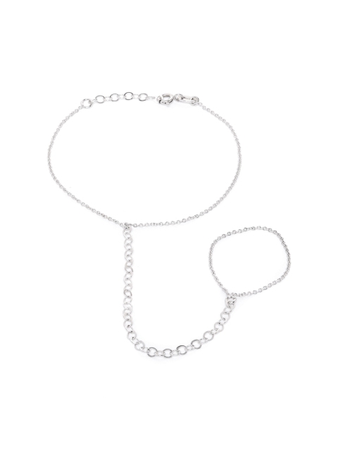 

Carlton London Silver-Toned Rhodium-Plated Ring Bracelet