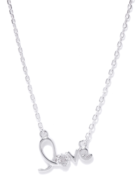 

Carlton London Silver-Toned Rhodium-Plated CZ-Studded Necklace