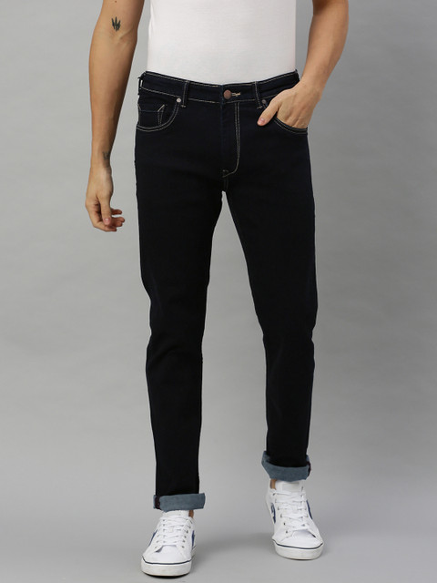 

HERE&NOW Men Navy Blue Slim Fit Mid-Rise Clean Look Stretchable Jeans
