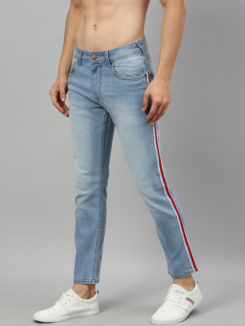 

HERE&NOW Men Blue Slim Fit Mid-Rise Clean Look Stretchable Cropped Jeans
