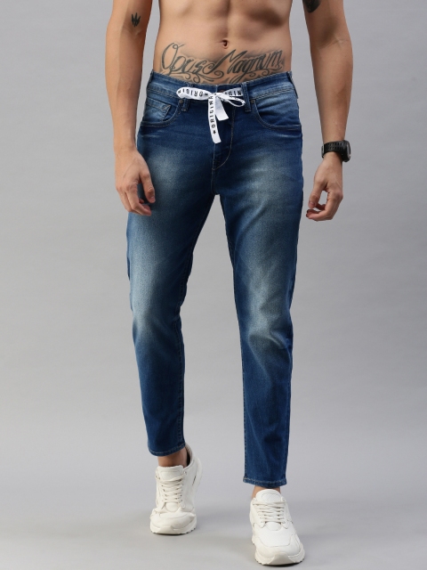 

HERE&NOW Men Blue Ankle Slim Tapered Fit Mid-Rise Clean Look Jeans