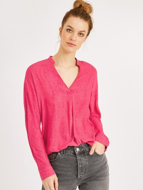 

promod Women Fuchsia Pink Self Design Top