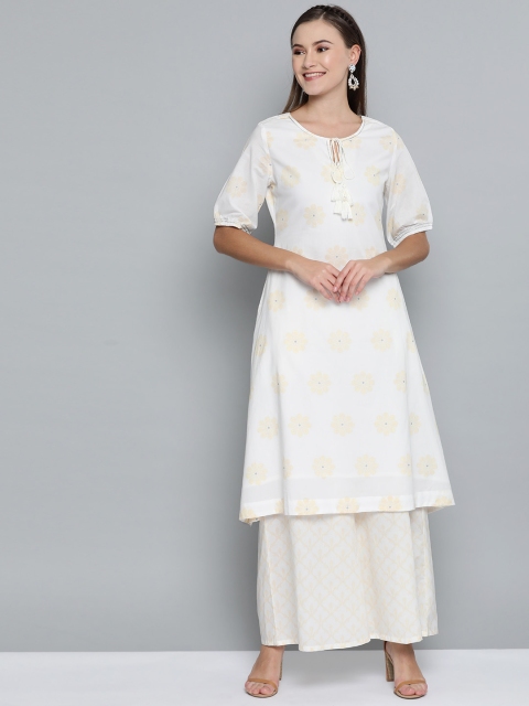 

HERE&NOW Women Off-White & Beige Printed A-Line Kurta