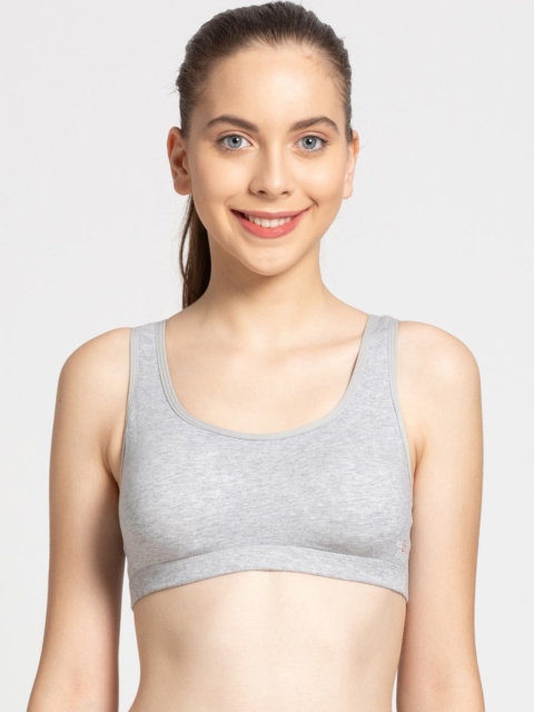 

Jockey Grey Melange Solid Non-Wired Lightly Padded Beginners Uniform Bra MJ10-0105-LTGML