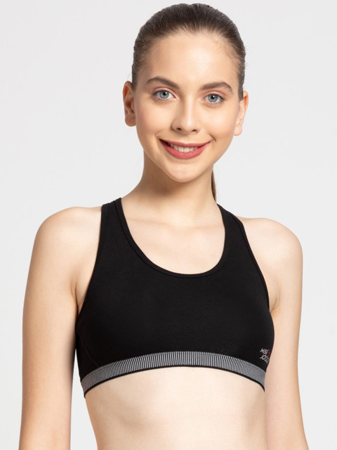 

Jockey Black Solid Non-Wired Non Padded Sports Bra MJ07-0105