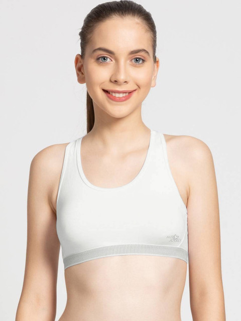 

Jockey White Solid Non-Wired Non Padded Sports Bra MJ07-0105