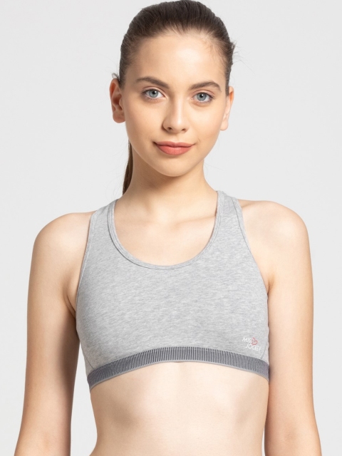 

Jockey Grey Solid Non-Wired Non Padded Sports Bra MJ07-0105