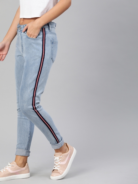 

Harvard Women Blue Skinny Fit Mid-Rise Clean Look Side Striped Stretchable Jeans