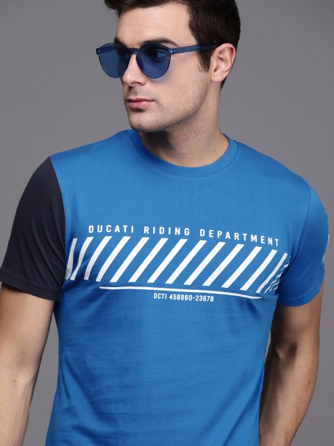 

Ducati Men Blue & White Printed Round Neck T-shirt