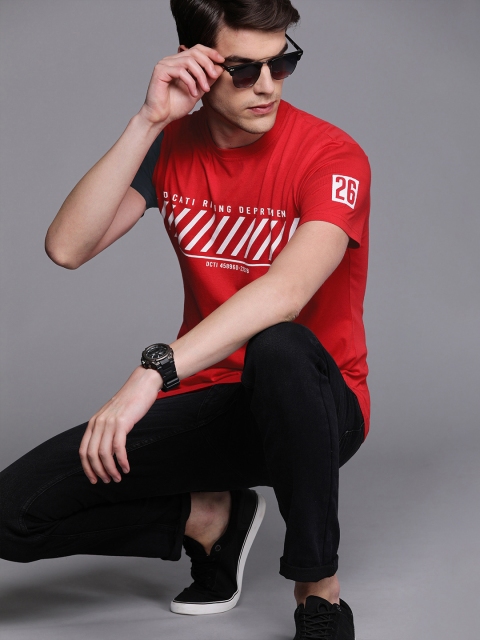 

Ducati Men Red Printed Round Neck T-shirt