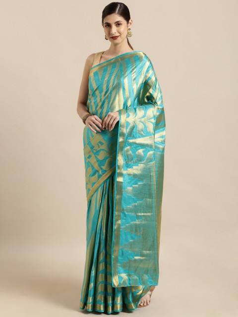 

Mitera Green & Golden Art Silk Woven Design Kanjeevaram Saree