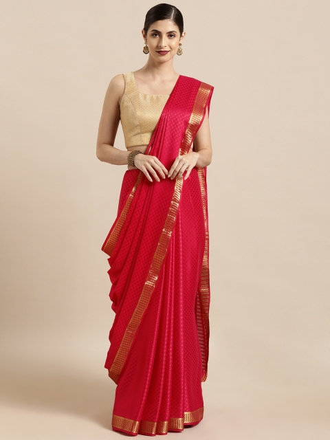 

Mitera Red Poly Crepe Woven Design Mysore Silk Saree
